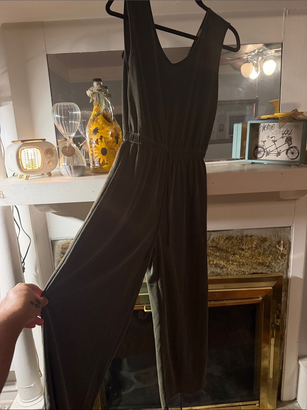 Nicole Miller Olive Green Sleeveless Jumpsuit